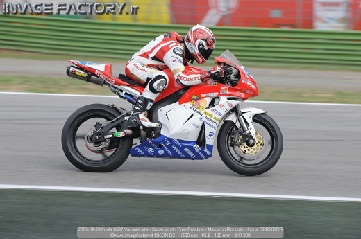 2009-09-26 Imola 0587 Variante alta - Supersport - Free Practice - Massimo Roccoli - Honda CBR600RR